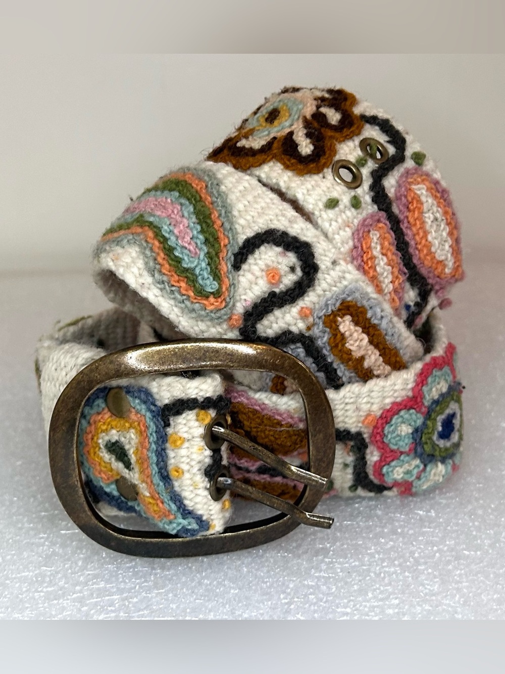 Pistil Wool Peruvian Style Embroidered Belt Size M EUC